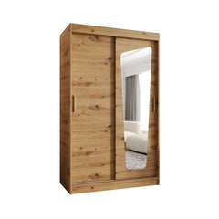 The Moka Sliding Door Wardrobe 120cm shown in a plain wood effect finish