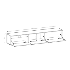 Diagram showing the dimensions of the Moro Floating TV Cabinet 175cm
