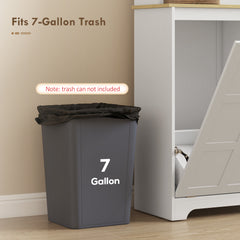 HOMCOM 175cm Tall Kitchen Cabinet, Kitchen Cupboard with Rubbish Bin Cabinet, 3 Door Shelves and 2 Acrylic Doors, White