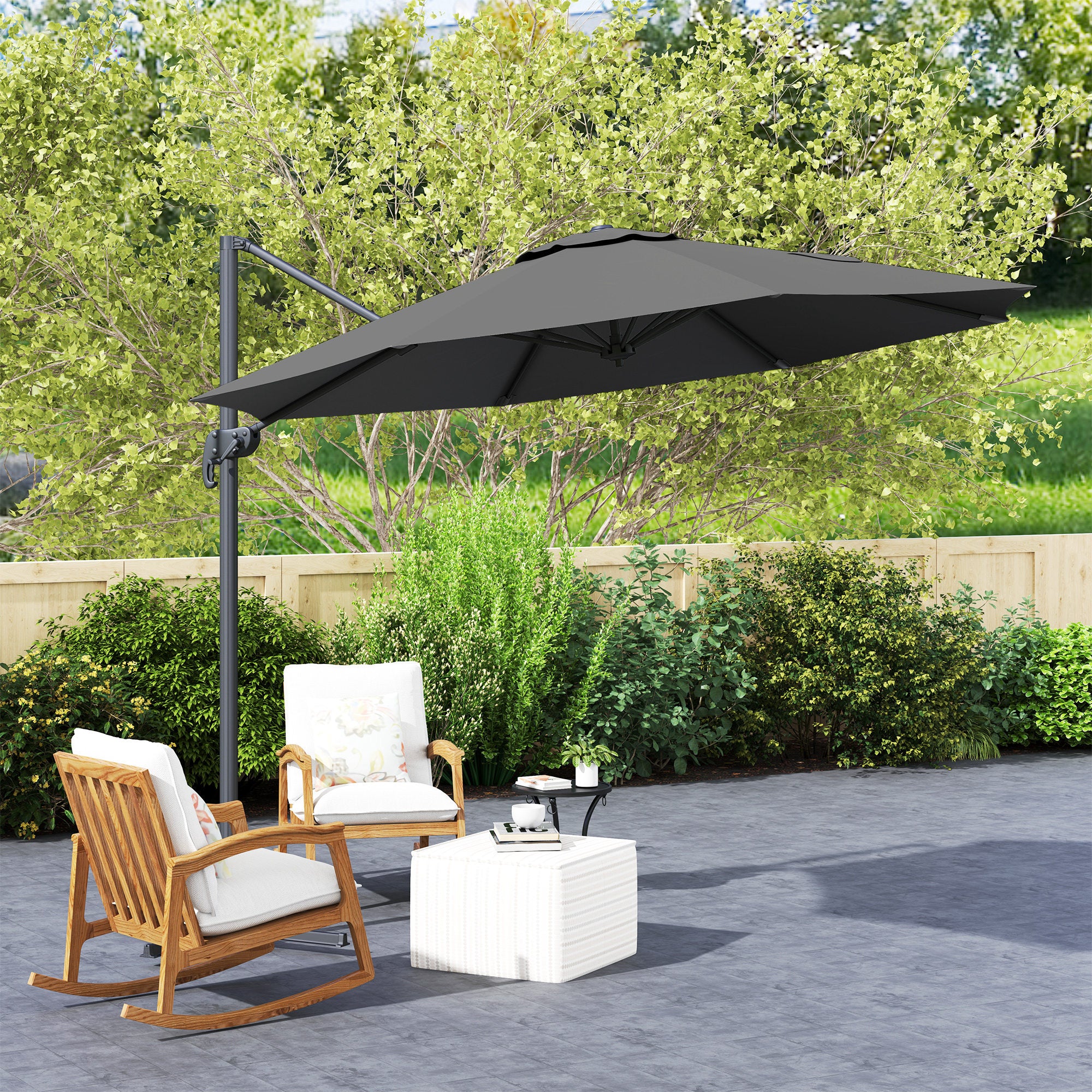 Outsunny 3 x 3m Overhanging Cantilever Parasol - Black