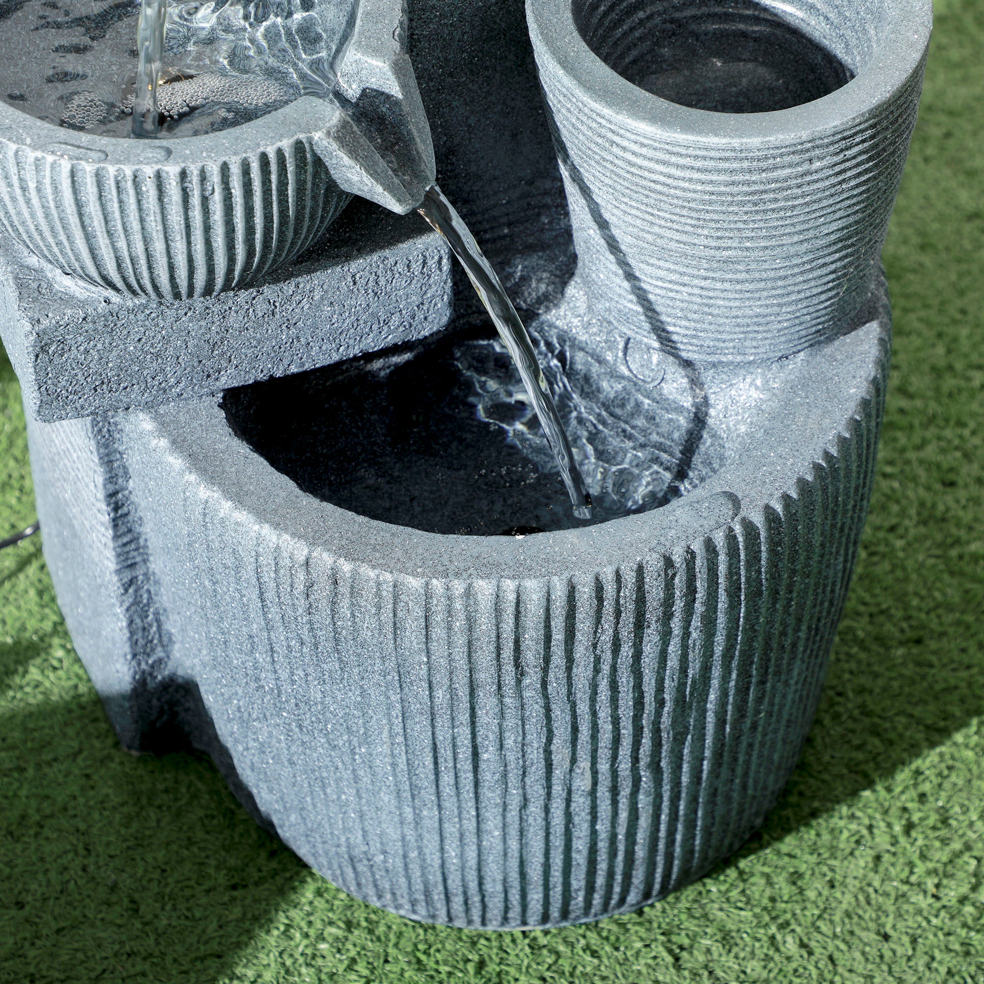 Outsunny Solar Powered Outdoor Water Fountain - Dark Grey