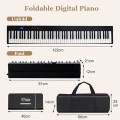 88-Key Foldable Full-Size Semi-Weighted Digital Piano Keyboard with MIDI-Black