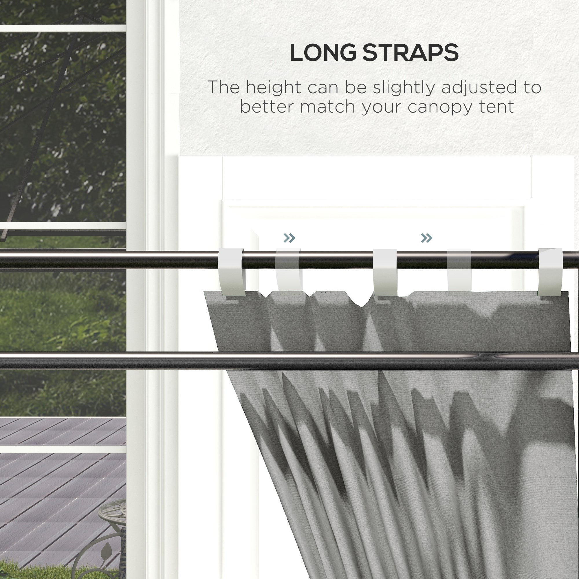 Outsunny Set of Two 295cm Replacement Canopy Walls - Grey