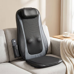 HOMCOM Back Massager with Heat, Deep Tissue Kneading Massage Chair with 3-Level Seat Vibration, Massage Chair Pad for Back Pain