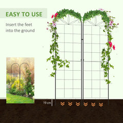 Outsunny Metal Trellis Set of 2, Garden Trellis for Climbing Plants Support Frames, Grid Design