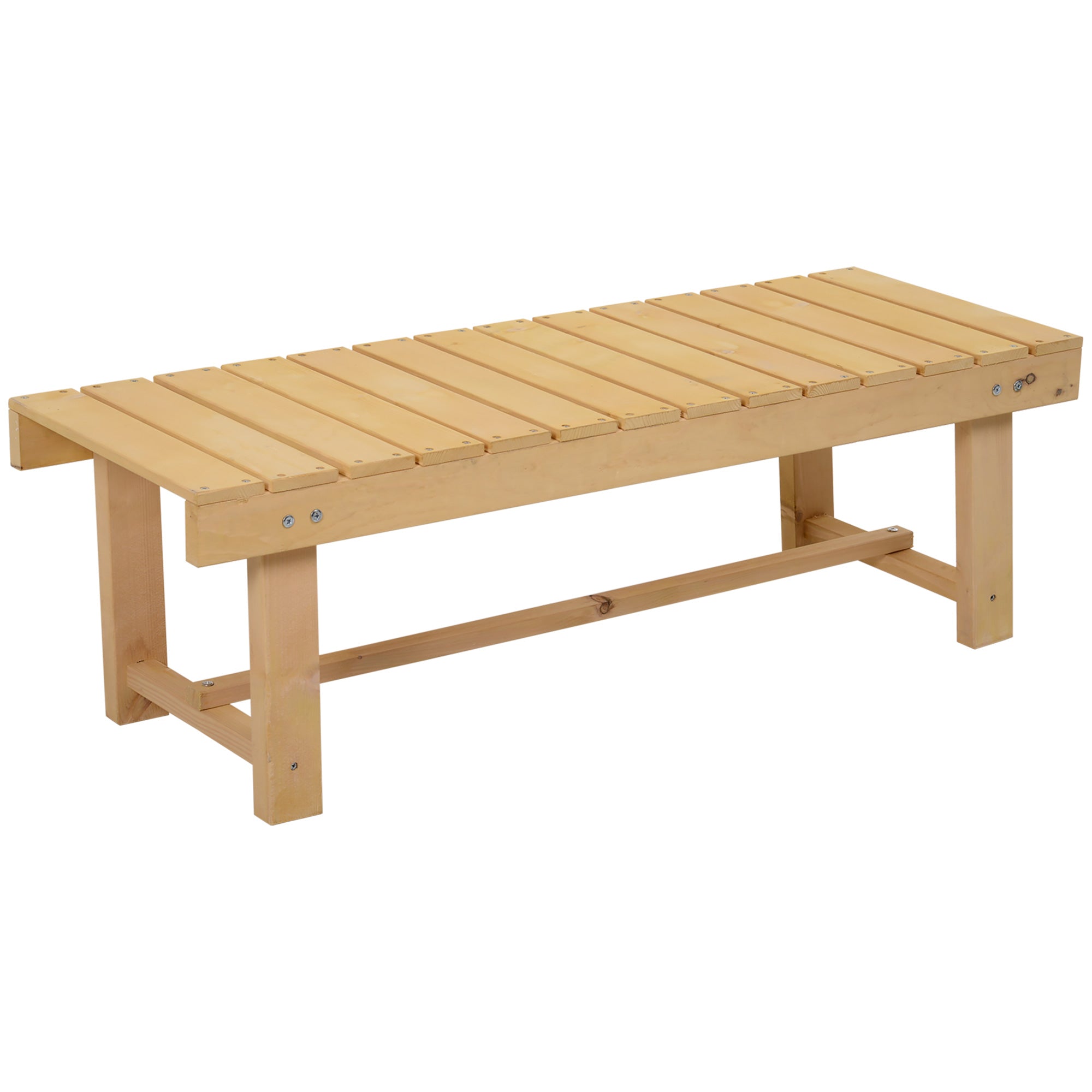 Outsunny 3 Pieces 2-seater Outdoor Indoor Wooden Garden Bench Fir Patio Loveseat, 110L x 38W x 35Hcm, Natural