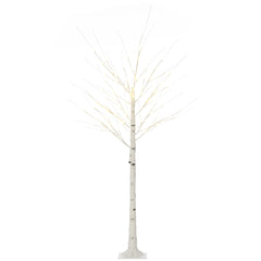 HOMCOM 6ft Artificial White Birch Tree Light with Warm White Pre-Lit LED Light for Indoor and Covered Outdoor Use