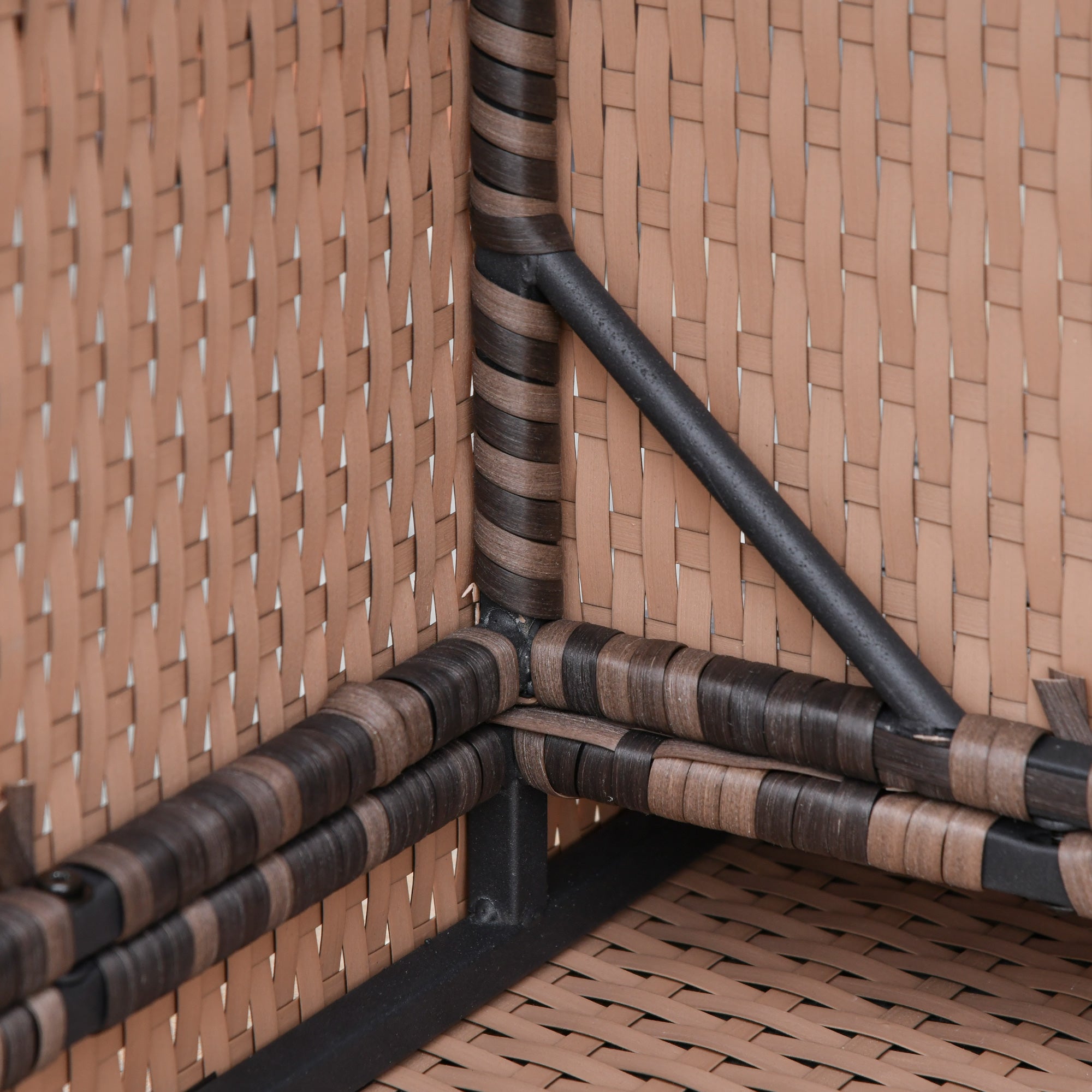 Outsunny 6 Pieces Rattan Garden Furniture Set, 7 Seater Wicker Outdoor Furniture Set with Storage Tea Table & Side Table, Sectional Garden Sofa Set with Cushions, Orange