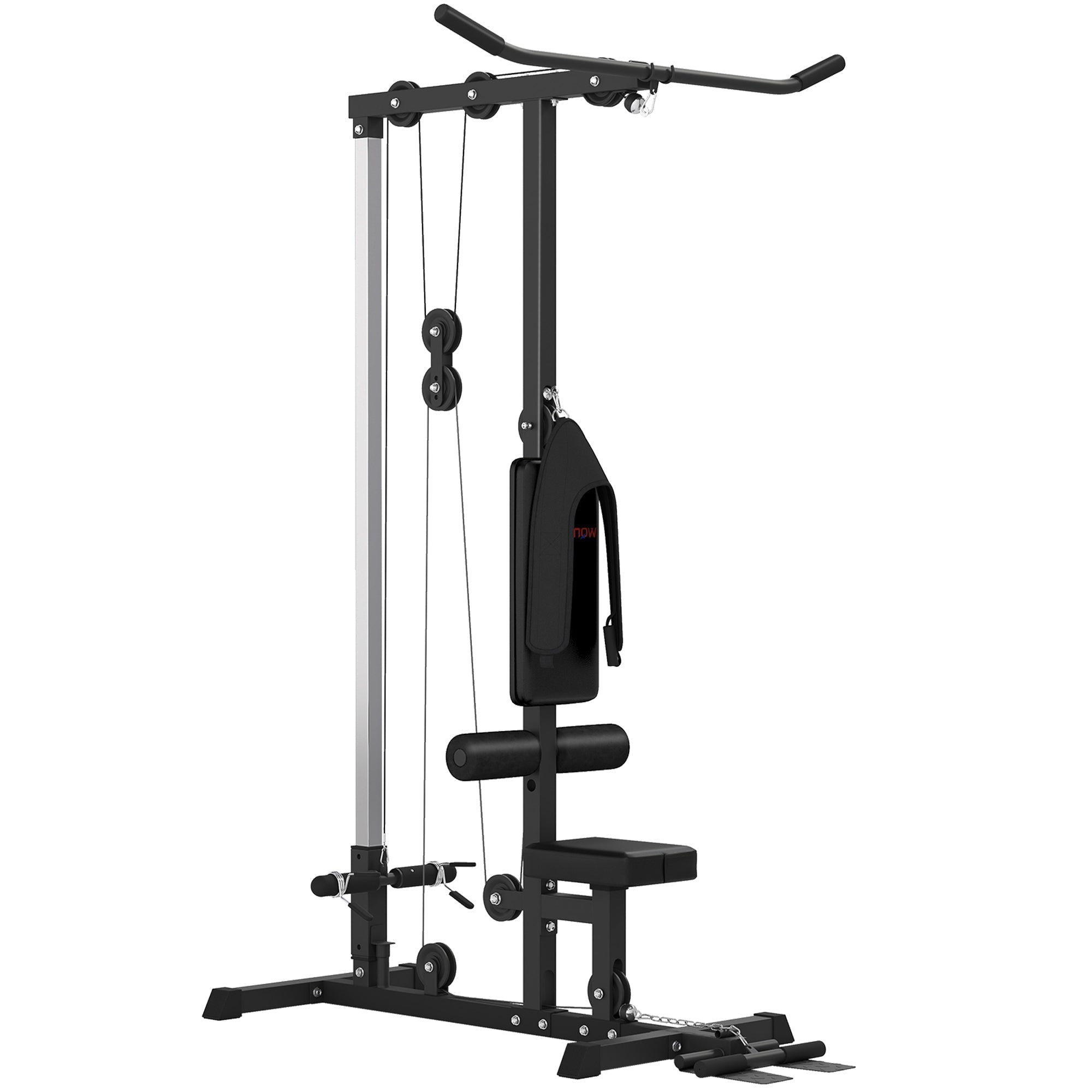 SPORTNOW Pull Up Station, Power Cage with Adjustable Seat, for Home Gym - Black