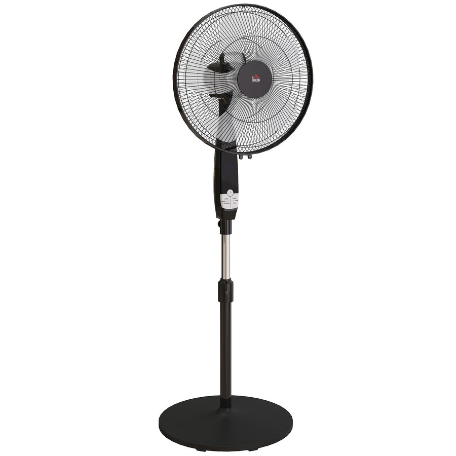 HOMCOM 40 cm Pedestal Standing Floor Fan, Oscillation Cooling Fan with Remote Control, Black