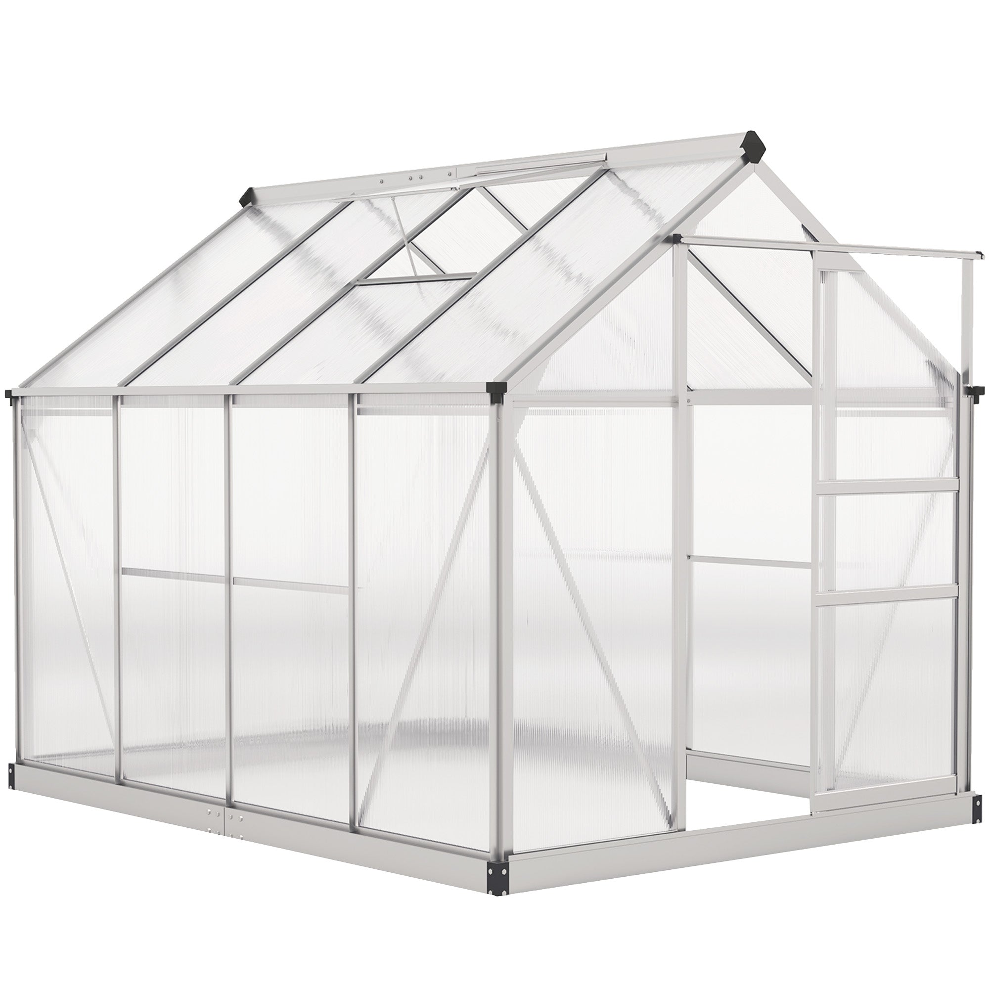 Outsunny 6 x 8ft Walk-In Greenhouse, with Sliding Door - Clear