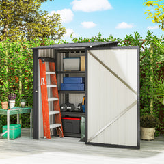Outsunny 3.3 x 3.4ft Lean To Steel Garden Shed, with Locking Door - Dark Grey