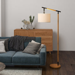 HOMCOM Metal Frame Floor Lamp with 350 Degree Rotating Lampshade, for Living Room and Bedroom, LED Bulb Included, Brown
