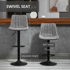 HOMCOM Set of 2 Leathaire Tub Bar Stools - Grey
