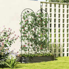 Outsunny Set of 2 Garden Trellis, Metal Fence Panels for Climbing Outdoor Plants, Flowers, 180 x 50cm
