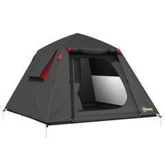Outsunny Camping Tent 3000mm Waterproof Tent with 2 Doors, Dark Grey and Red