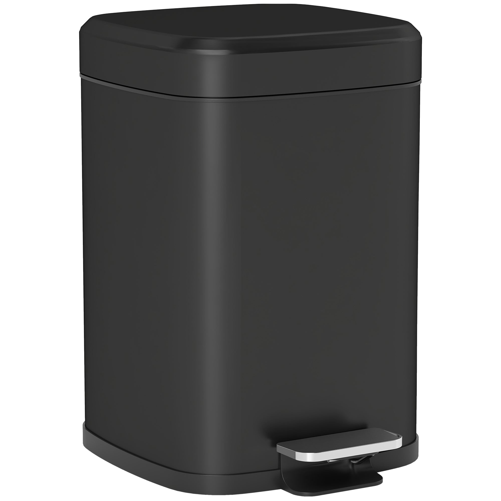 HOMCOM 12L Modern Boxy Metal Home Kitchen Bin - Black