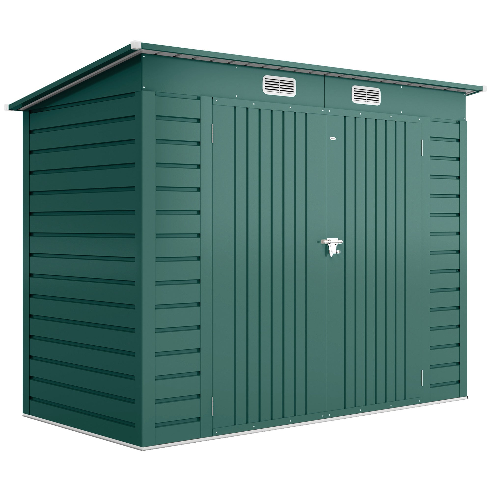 Outsunny 3.7 x 7.9ft Galvanised Steel Shed, with Latched Door and Padlock - Green