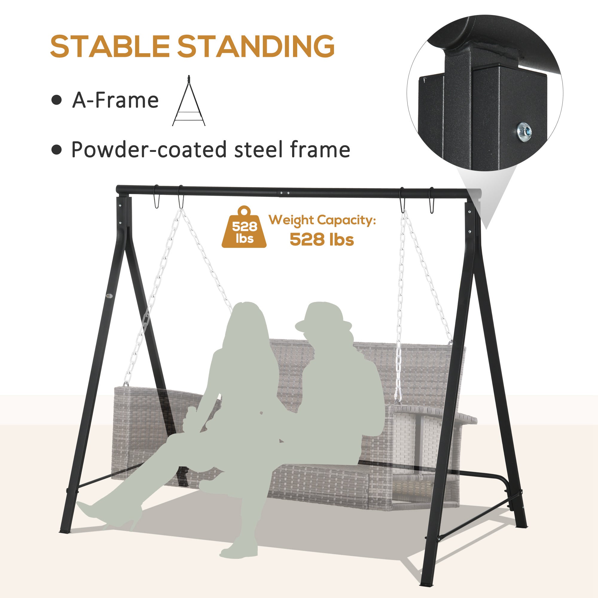 Outsunny Steel Frame Multi-Swing Seat Frame - Black
