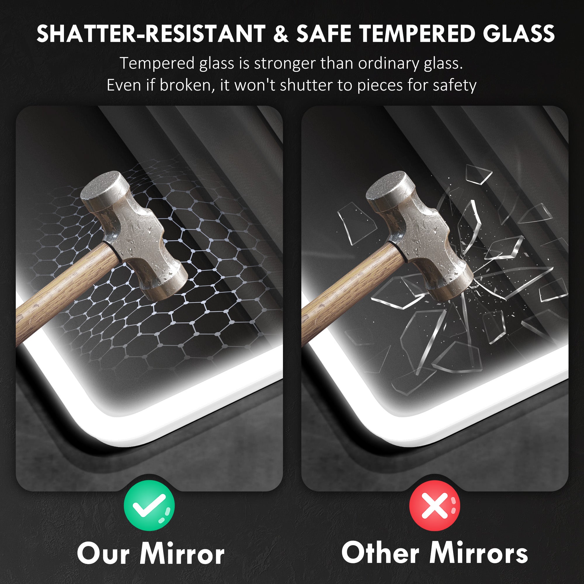 HOMCOM 70 x 50cm LED Bathroom Mirror, with Bluetooth - Silver Tone