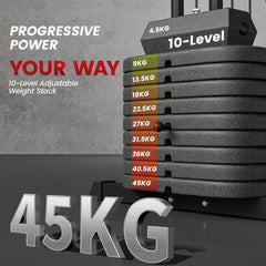 SPORTNOW Weights Machine, Multi Gym with 45kg Weight Stack, Compact Home Gym Leg Press Machine for Full Body Training