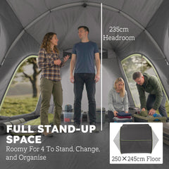 Outsunny Car Tent with 2.35m Stand-Up Height, 3000mm Waterproof Tailgate Tent with Mesh Windows for Family Camping Travelling