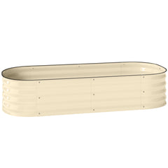 Outsunny Galvanised Raised Garden Bed, Metal Planter Box with Safety Edging, for Flowers, Herbs, Succulents, Cream White