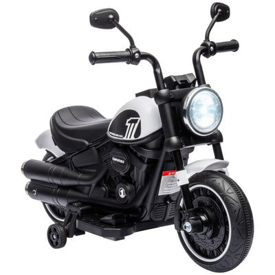 HOMCOM 6v Electric Motorbike with Training Wheels, One-Button Start