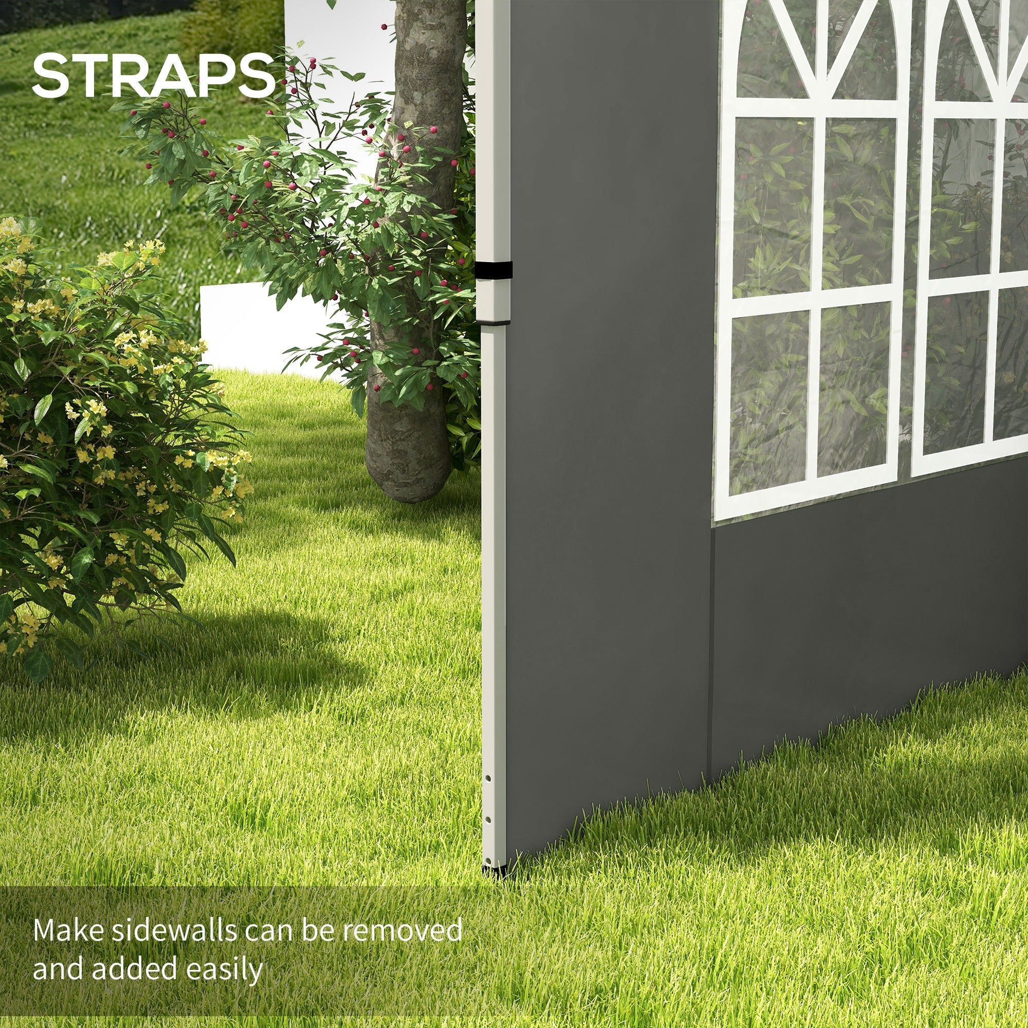 Outsunny Gazebo Side Panels, Sides Replacement with Window for 3x3(m) or 3x4m Pop Up Gazebo, 2 Pack, Dark Grey