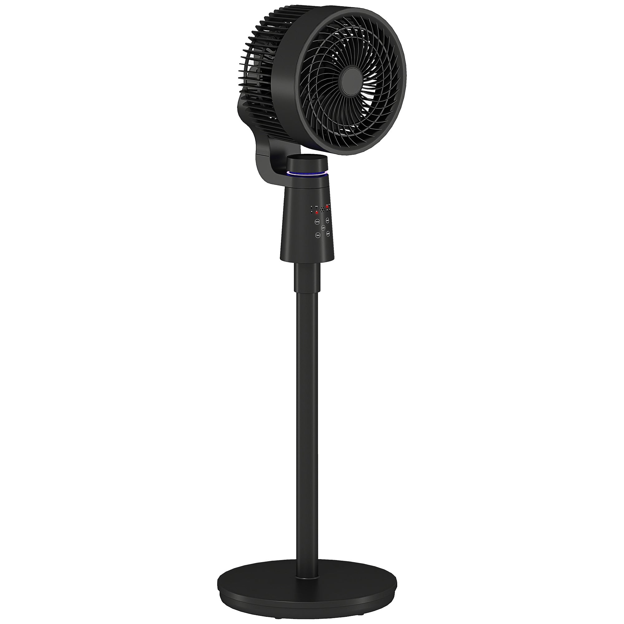 HOMCOM Pedestal Air Circulation Fan with Oscillating, Light Off, Black
