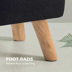 HOMCOM Linen-Look Square Padded Footstool - Black