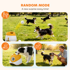 PawHut Automatic Dog Ball Launcher with 5 ETPU Balls 5.8 cm, 3 Distance Settings 6/10/14 m, Orange