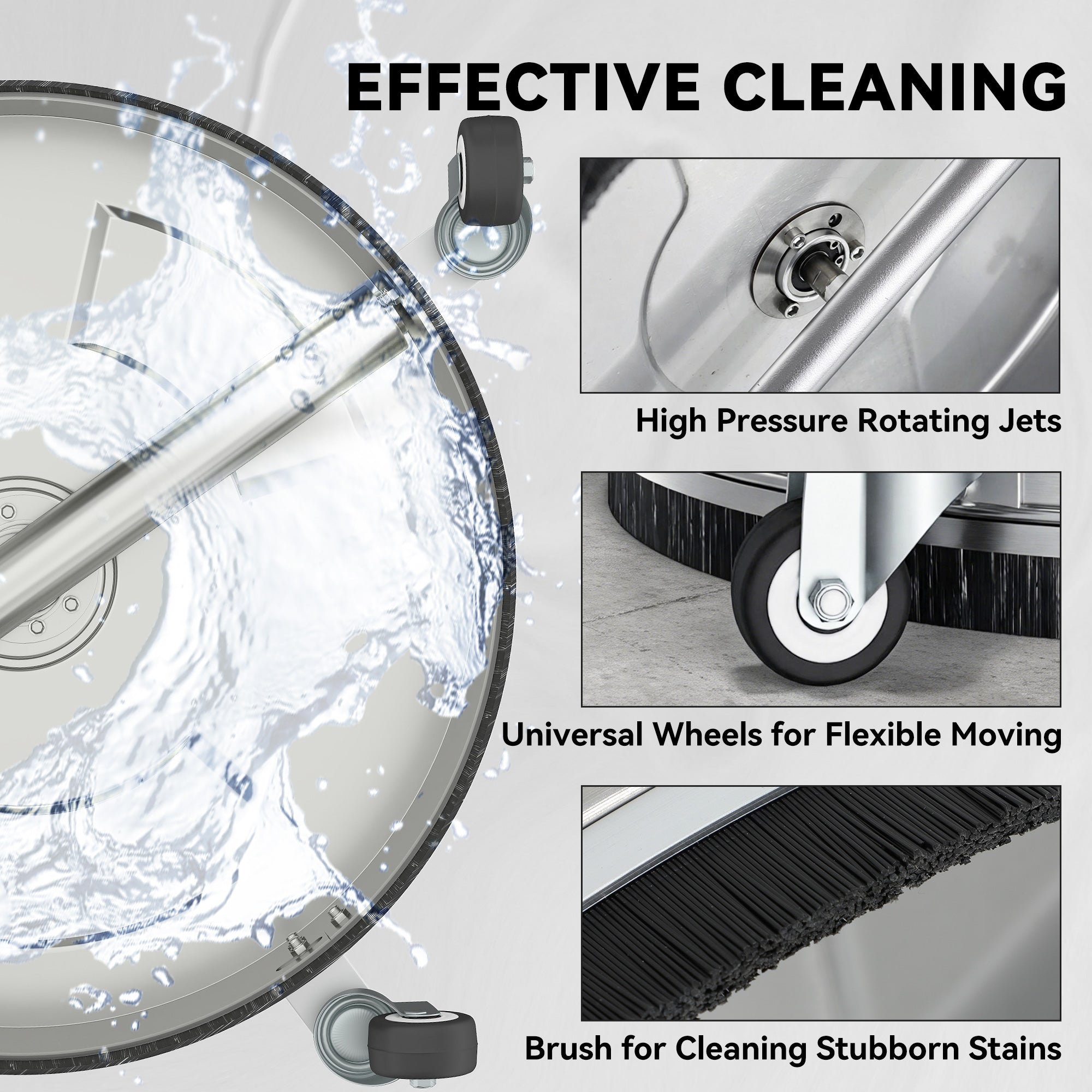 Outsunny Pressure Washer Surface Cleaner 3600 PSI Power Washer Rotary Surface Cleaner with 4 Wheels for Driveways