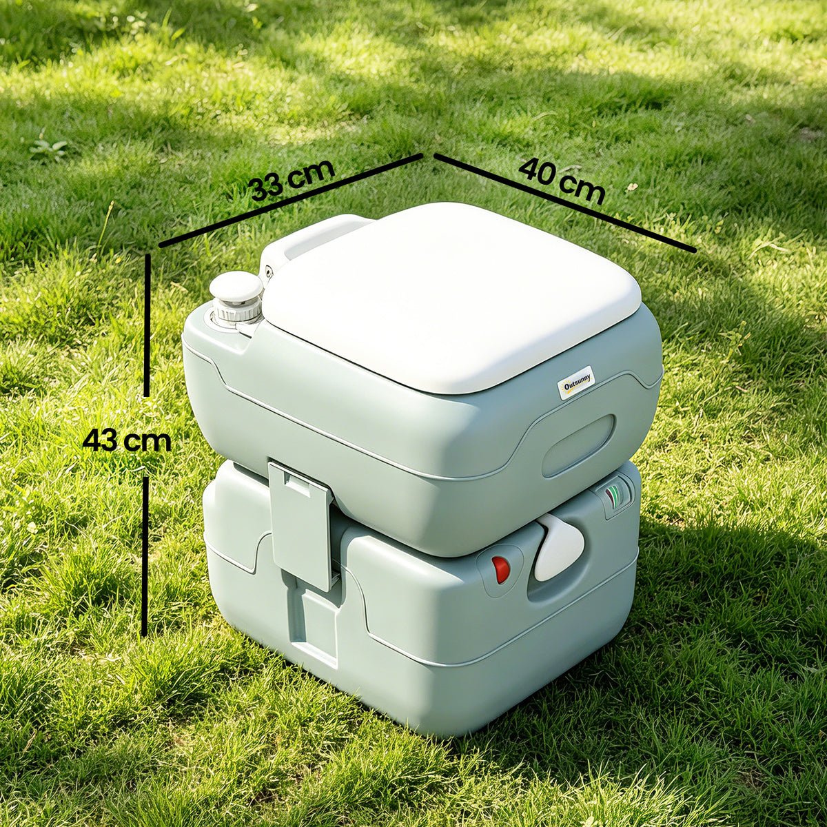 Outsunny Portable Toilet for Adults, 22L Camping Toilet with Seat, Lid and Anti-Leak Handle Pump, Outdoor Travel Toilet with Detachable Tanks for Camping, Boating, Hiking, Travel, RV, Grey