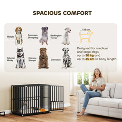 PawHut Heavy Duty Dog Crate, Dog Cage with Wheels for Medium Large Breeds, Metal Pet Kennel with Removable Tray