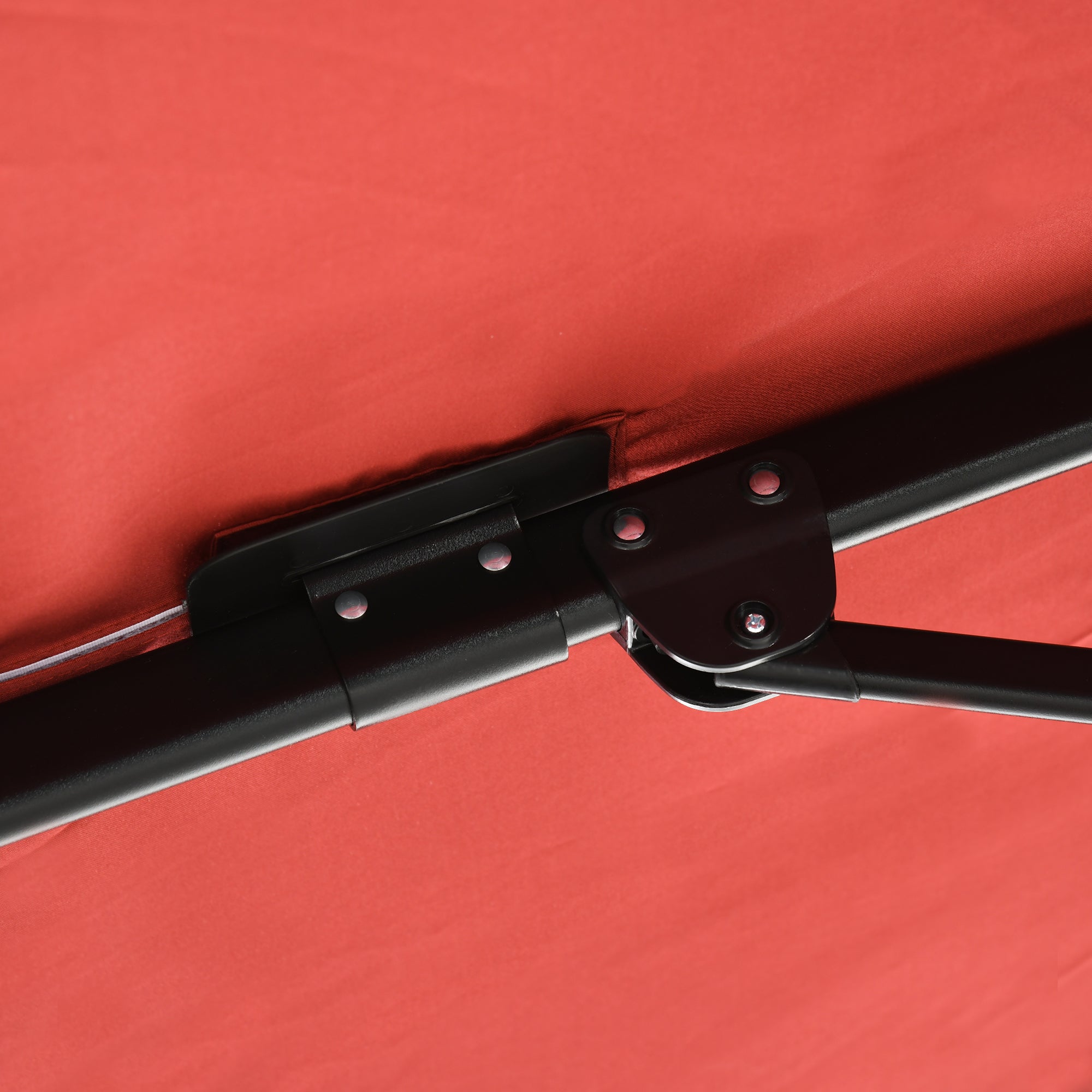 Outsunny 2.5 x 2.5m Patio Offset Parasol Umbrella Cantilever Hanging Aluminium Sun Shade Canopy Shelter 360√Ç¬∞ Rotation with Crank Handle and Cross Base, Wine Red