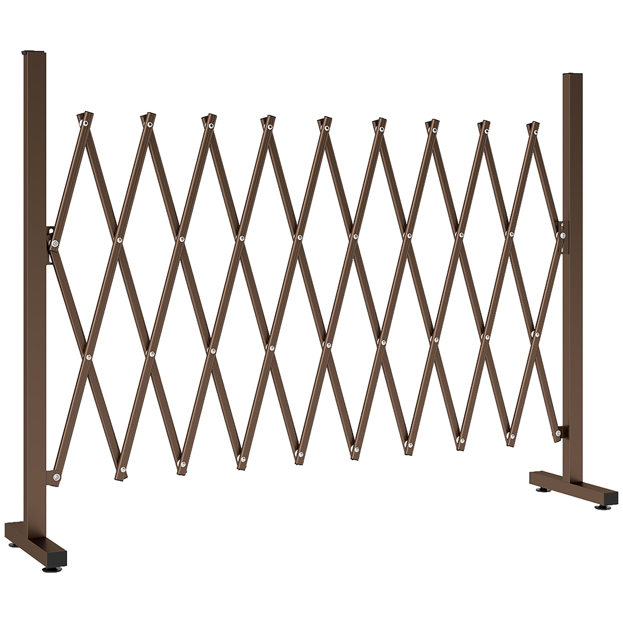 Outsunny Expanding Trellis Fence, Freestanding Movable Fence, Foldable Garden Screen Panel, 250 x 103.5 cm, Dark Brown