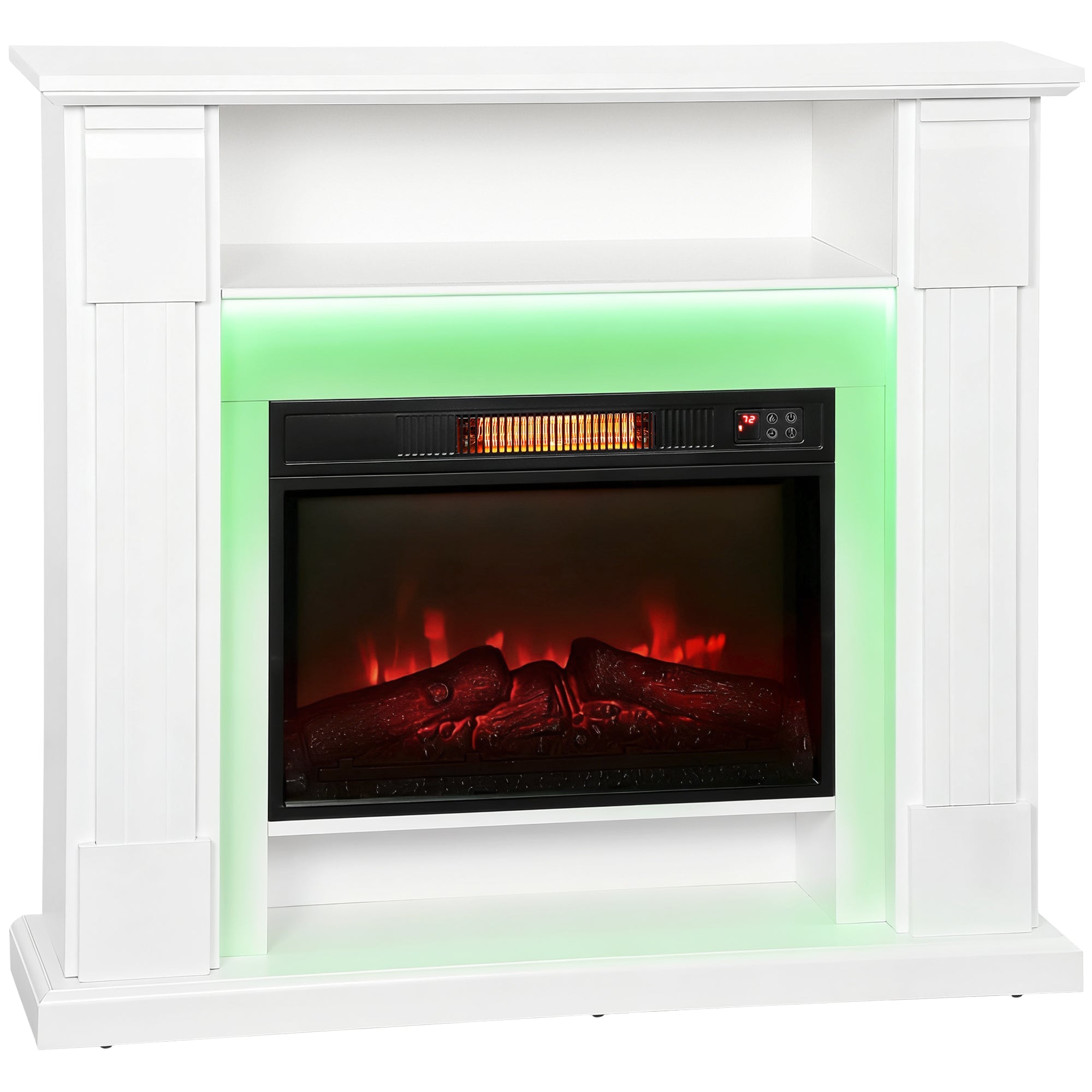 HOMCOM 6142 BTU Fireplace and LED Mantel, 17-27Â°C - White