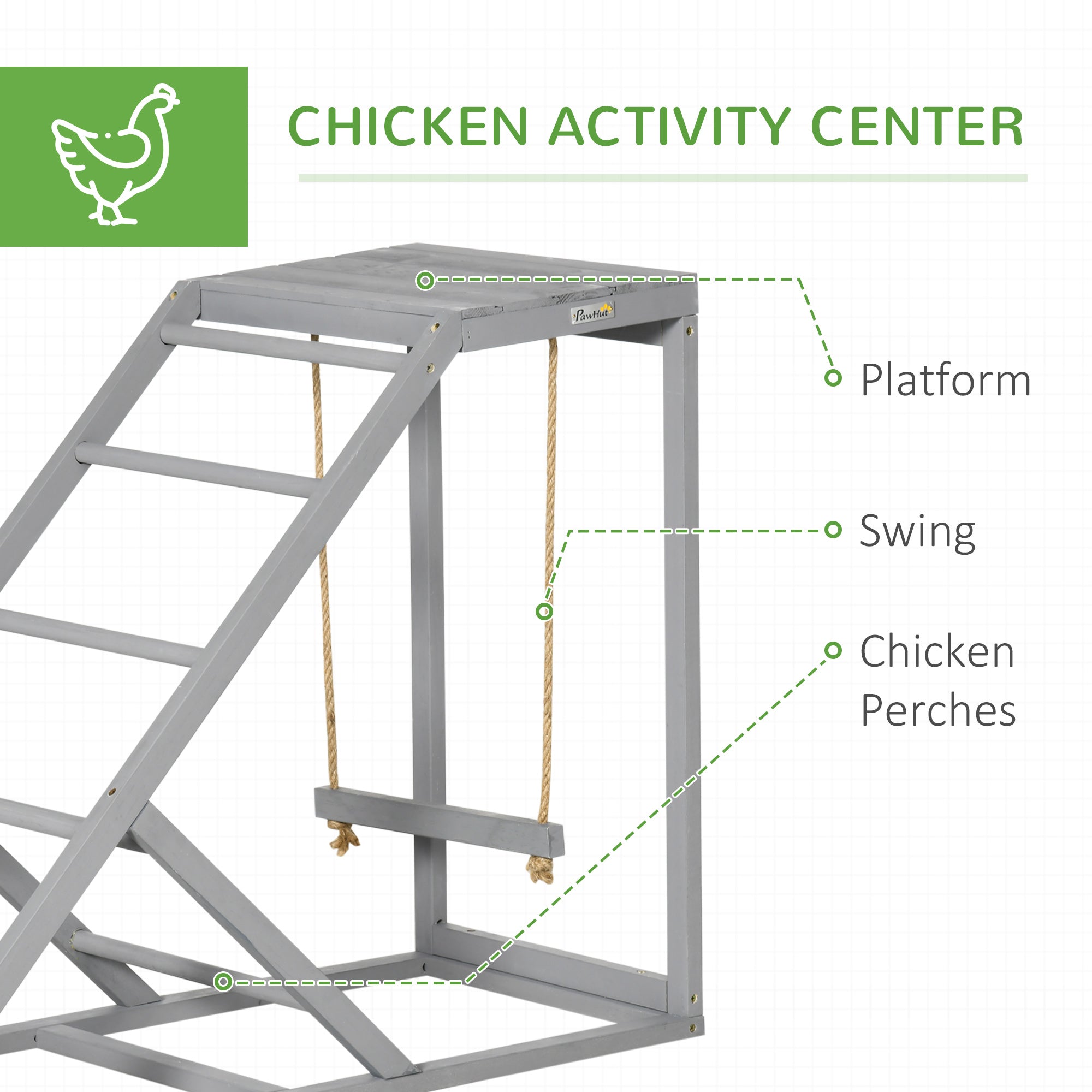 PawHut Walk In Chicken Run with Chicken Activity Shelf and Cover, 3 x 4 x 2m