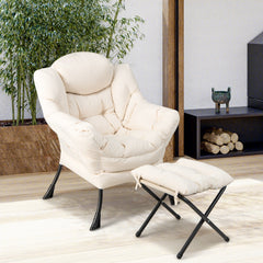 Lazy Chair with Ottoman-Beige
