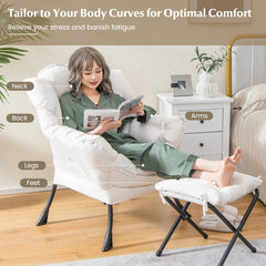 Lazy Chair with Ottoman-Beige