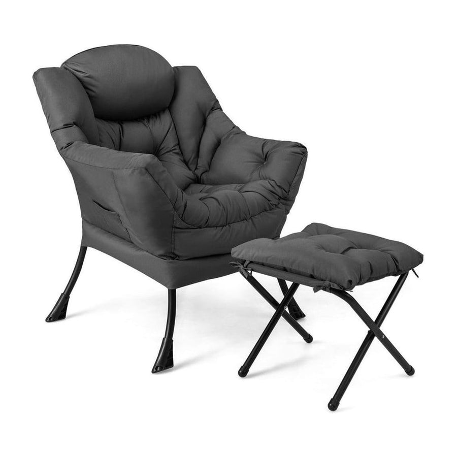Lazy Chair with Ottoman-Grey