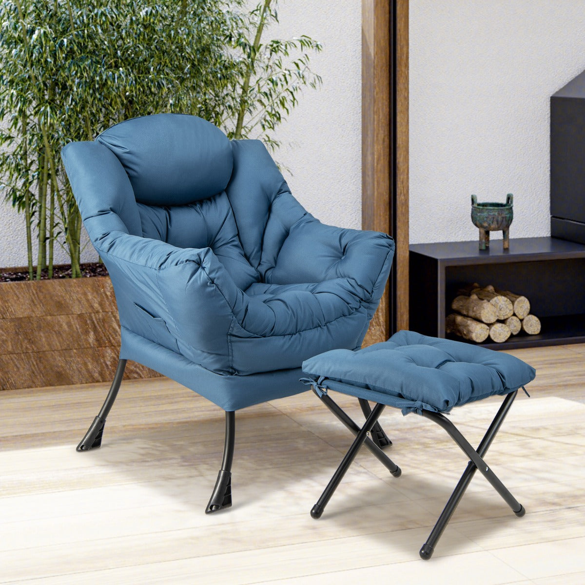 Lazy Chair with Ottoman-Navy