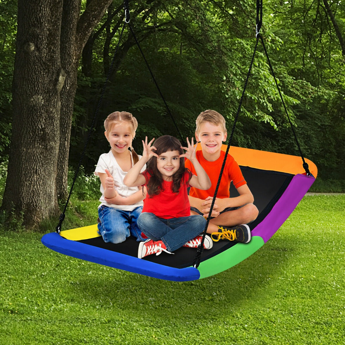 Large Nest Swing with Adjustable Hanging Ropes for Backyard-Multicolor