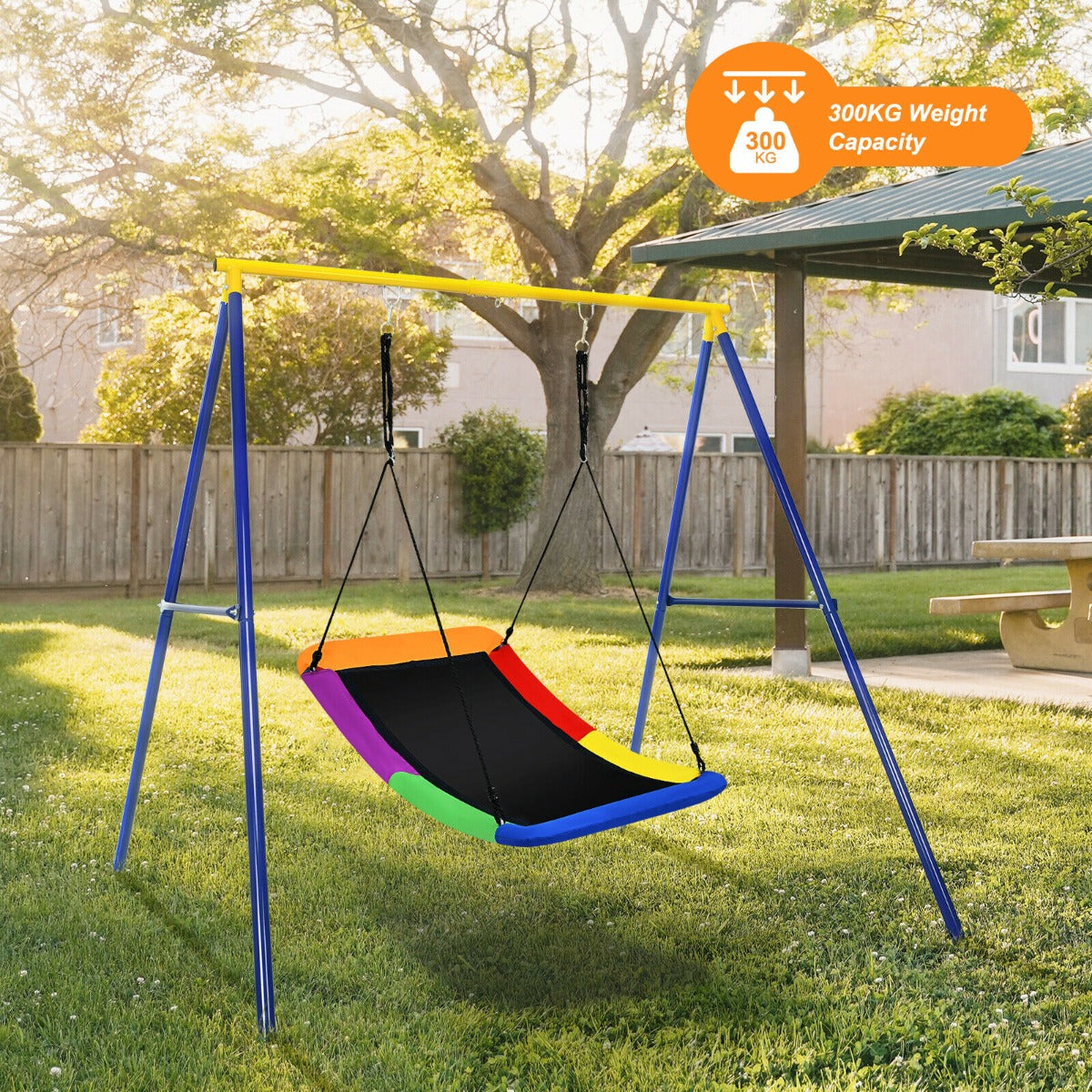 Large Nest Swing with Adjustable Hanging Ropes for Backyard-Multicolor