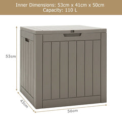 Outdoor Storage Shed with Handles and Lockable Lid in Coffee, image 4