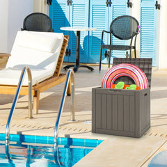 Outdoor Storage Shed with Handles and Lockable Lid in Coffee, image 6