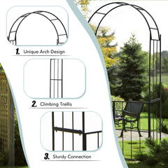 230CM Tall Heavy-Duty Metal Arbour Archway for Climbing Plant Rose Vine