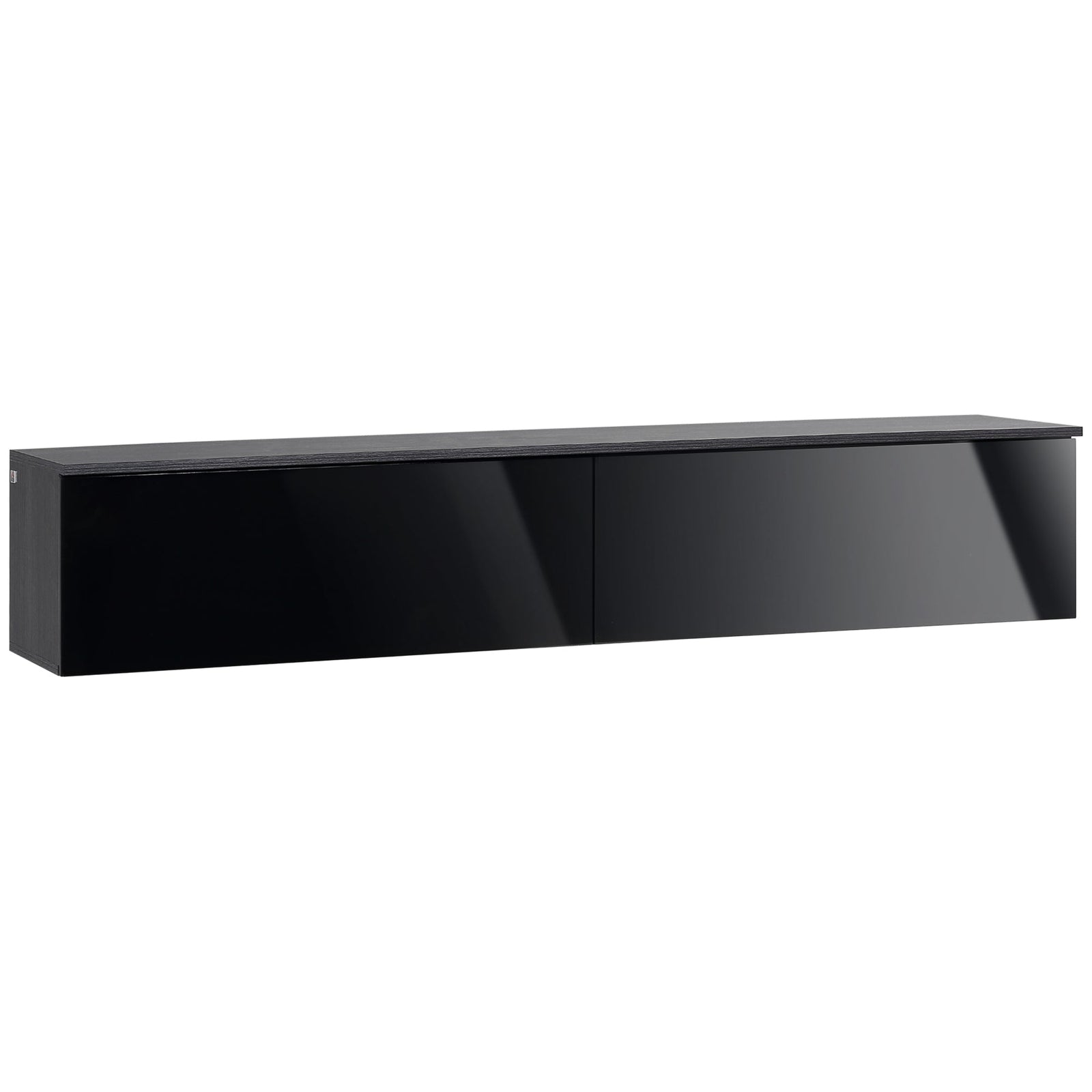 HOMCOM 160cm High Gloss Floating TV Unit Stand for TVs up to 70", Wall Mounted TV Cabinet with Storage Cupboards, Grey and Black