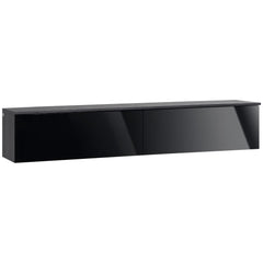 HOMCOM 160cm High Gloss Floating TV Unit Stand for TVs up to 70", Wall Mounted TV Cabinet with Storage Cupboards, Grey and Black